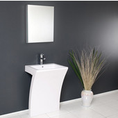  Quadro 23'' White Pedestal Sink with Medicine Cabinet - Modern Bathroom Vanity, Dimensions of Vanity: 22-1/2'' W x 18'' D x 33-1/4'' H