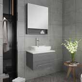  Lucera 24'' Gray Wall Hung Vessel Sink Modern Bathroom Vanity Set w/ Medicine Cabinet, Vanity: 24''W x 20-2/5''D x 20-4/5''H, Medicine Cabinet: 24''W x 31-1/2''H x 6''D