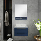  Lucera 24'' Royal Blue Wall Hung Undermount Sink Modern Bathroom Vanity Set w/ Medicine Cabinet, Vanity: 24''W x 20-2/5''D x 15-4/5''H, Medicine Cabinet: 24''W x 31-1/2''H x 6''D