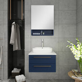  Lucera 24'' Royal Blue Wall Hung Vessel Sink Modern Bathroom Vanity Set w/ Medicine Cabinet, Vanity: 24''W x 20-2/5''D x 20-4/5''H, Medicine Cabinet: 24''W x 31-1/2''H x 6''D