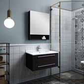  Lucera 30'' Espresso Wall Hung Undermount Sink Modern Bathroom Vanity Set w/ Medicine Cabinet, Vanity: 30''W x 20-2/5''D x 15-4/5''H, Medicine Cabinet: 24''W x 31-1/2''H x 6''D