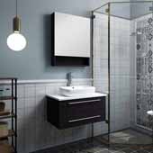  Lucera 30'' Espresso Wall Hung Vessel Sink Modern Bathroom Vanity Set w/ Medicine Cabinet, Vanity: 30''W x 20-2/5''D x 20-4/5''H, Medicine Cabinet: 24''W x 31-1/2''H x 6''D