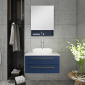  Lucera 30'' Royal Blue Wall Hung Vessel Sink Modern Bathroom Vanity Set w/ Medicine Cabinet, Vanity: 30''W x 20-2/5''D x 20-4/5''H, Medicine Cabinet: 24''W x 31-1/2''H x 6''D