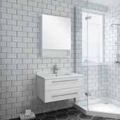  Lucera 30'' White Wall Hung Undermount Sink Modern Bathroom Vanity Set w/ Medicine Cabinet, Vanity: 30''W x 20-2/5''D x 15-4/5''H, Medicine Cabinet: 24''W x 31-1/2''H x 6''D