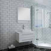  Lucera 30'' White Wall Hung Vessel Sink Modern Bathroom Vanity Set w/ Medicine Cabinet, Vanity: 30''W x 20-2/5''D x 20-4/5''H, Medicine Cabinet: 24''W x 31-1/2''H x 6''D