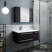  Lucera 36'' Espresso Wall Hung Undermount Sink Modern Bathroom Vanity Set w/ Medicine Cabinet - Left Version, Vanity: 36''W x 20-2/5''D x 15-4/5''H, Medicine Cabinet: 31-1/2''W x 23-3/5''H x 6''D