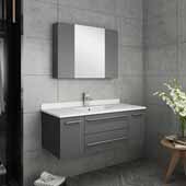  Lucera 42'' Gray Wall Hung Undermount Sink Modern Bathroom Vanity Set w/ Medicine Cabinet, Vanity: 42''W x 20-2/5''D x 15-4/5''H, Medicine Cabinet: 31-1/2''W x 23-3/5''H x 6''D