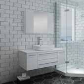  Lucera 42'' White Wall Hung Vessel Sink Modern Bathroom Vanity Set w/ Medicine Cabinet, Vanity: 42''W x 20-2/5''D x 20-4/5''H, Medicine Cabinet: 31-1/2''W x 23-3/5''H x 6''D