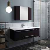  Lucera 48'' Espresso Wall Hung Undermount Sink Modern Bathroom Vanity Set w/ Medicine Cabinet, Vanity: 48''W x 20-2/5''D x 15-4/5''H, Medicine Cabinet: 31-1/2''W x 23-3/5''H x 6''D