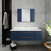  Lucera 48'' Royal Blue Wall Hung Undermount Sink Modern Bathroom Vanity Set w/ Medicine Cabinet, Vanity: 48''W x 20-2/5''D x 15-4/5''H, Medicine Cabinet: 31-1/2''W x 23-3/5''H x 6''D