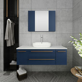  Lucera 48'' Royal Blue Wall Hung Vessel Sink Modern Bathroom Vanity Set w/ Medicine Cabinet, Vanity: 48''W x 20-2/5''D x 20-4/5''H, Medicine Cabinet: 31-1/2''W x 23-3/5''H x 6''D
