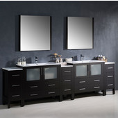 Torino 108'' Espresso Modern Double Sink Bathroom Vanity with 3 Side Cabinets and Integrated Sinks, Dimensions of Vanity: 108'' W x 18-1/8'' D x 33-3/4'' H