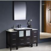  Torino 54'' Espresso Modern Bathroom Vanity with 2 Side Cabinets and Integrated Sink, Dimensions of Vanity: 54'' W x 18-1/8'' D x 33-3/4'' H