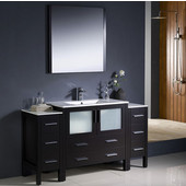  Torino 60'' Espresso Modern Bathroom Vanity with 2 Side Cabinets and Integrated Sink, Dimensions of Vanity: 59-3/4'' W x 18-1/8'' D x 33-3/4'' H