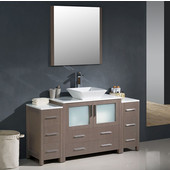  Torino 60'' Gray Oak Modern Bathroom Vanity with 2 Side Cabinets and Vessel Sink, Dimensions of Vanity: 59-3/4'' W x 18-1/8'' D x 35-5/8'' H