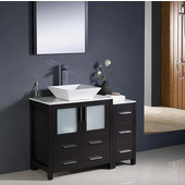  Torino 42'' Espresso Modern Bathroom Vanity with Side Cabinet and Vessel Sink, Dimensions of Vanity: 42'' W x 18-1/8'' D x 35-5/8'' H
