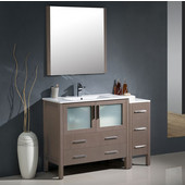  Torino 48'' Gray Oak Modern Bathroom Vanity with Side Cabinet and Integrated Sink, Dimensions of Vanity: 47-1/2'' W x 18-1/8'' D x 33-3/4'' H