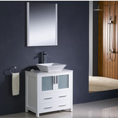  Torino 30'' White Modern Bathroom Vanity with Vessel Sink, Dimensions of Vanity: 30'' W x 18-1/8'' D x 35-5/8'' H