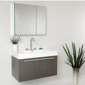  Vista 36'' Gray Oak Modern Bathroom Vanity with Medicine Cabinet, Dimensions of Vanity: 35-3/8'' W x 18-3/4'' D x 21-3/4'' H