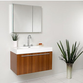  Vista 36'' Teak Modern Bathroom Vanity with Medicine Cabinet, Dimensions of Vanity: 35-3/8'' W x 18-3/4'' D x 21-3/4'' H