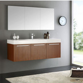  Vista 60'' Teak Wall Hung Single Sink Modern Bathroom Vanity with Medicine Cabinet, Dimensions of Vanity: 59'' W x 18-7/8'' D x 21-5/8'' H