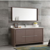  Allier 60'' Gray Oak Modern Single Sink Bathroom Vanity with Mirror, Dimensions of Vanity: 60'' W x 20-1/2'' D x 33-1/2'' H