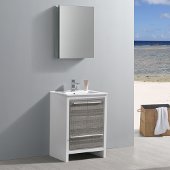  Allier Rio 24'' Ash Gray Modern Bathroom Vanity w/ Medicine Cabinet, Vanity Base: 23-1/2'' W x 18-1/2'' D x 33-1/2'' H, Medicine Cabinet: 19-1/2'' W x 5'' D x 26'' H