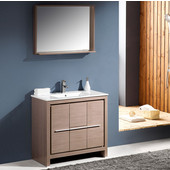  Allier 36'' Gray Oak Modern Bathroom Vanity with Mirror, Dimensions of Vanity: 35-3/8'' W x 18-1/2'' D x 33-1/2'' H