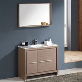  Allier 40'' Gray Oak Modern Bathroom Vanity with Mirror, Dimensions of Vanity: 39-3/8'' W x 18-1/2'' D x 33-1/2'' H