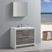  Allier Rio 40'' Ash Gray Modern Bathroom Vanity w/ Medicine Cabinet, Vanity Base: 39.38'' W x 18-1/2'' D x 33-1/2'' H, Medicine Cabinet: 29-1/2'' W x 5'' D x 26'' H