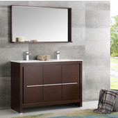  Allier 48'' Wenge Brown Modern Double Sink Bathroom Vanity with Mirror, Dimensions of Vanity: 47-1/4'' W x 18-1/2'' D x 33-1/2'' H