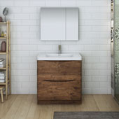  Tuscany 32'' Freestanding Single Bathroom Vanity Set with Medicine Cabinet in Rosewood Finish, 31-1/2'' W x 18-9/10'' D x 33-1/2'' H