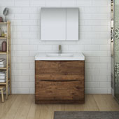  Tuscany 36'' Freestanding Single Bathroom Vanity Set with Medicine Cabinet in Rosewood Finish, 35-1/2'' W x 18-9/10'' D x 33-1/2'' H