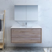  Catania 48'' Wall Hung Bathroom Vanity with Medicine Cabinet in Rustic Natural Wood Finish, 47-3/10'' W x 18-1/2'' D x 23-1/5'' H