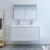  Catania 48'' Wall Hung Double Sink Bathroom Vanity with Medicine Cabinet in Glossy White Finish, 47-3/10'' W x 18-1/2'' D x 23-1/5'' H