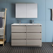  Lazzaro 48'' Freestanding Double Bathroom Vanity Set with Medicine Cabinet in Gray Wood Finish, 47-1/2'' W x 18-1/2'' D x 35-2/5'' H