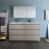  Lazzaro 60'' Freestanding Double Bathroom Vanity Set with Medicine Cabinet in Wood Finish, 59-3/10'' W x 18-1/2'' D x 35-2/5'' H