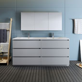  Lazzaro 72'' Freestanding Double Bathroom Vanity Set with Medicine Cabinet in Gray Finish, 71-1/10'' W x 18-1/2'' D x 35-2/5'' H