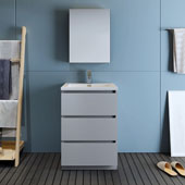  Lazzaro 24'' Freestanding Single Bathroom Vanity Set with Medicine Cabinet in Gray Finish, 23-4/5'' W x 18-1/2'' D x 35-2/5'' H