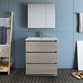  Lazzaro 30'' Freestanding Single Bathroom Vanity Set with Medicine Cabinet in Wood Finish, 29-7/10'' W x 18-1/2'' D x 35-2/5'' H