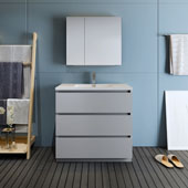  Lazzaro 36'' Freestanding Single Bathroom Vanity Set with Medicine Cabinet in Gray Finish, 35-7/10'' W x 18-1/2'' D x 35-2/5'' H