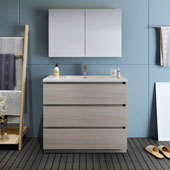  Lazzaro 42'' Freestanding Single Bathroom Vanity Set with Medicine Cabinet in Wood Finish, 39-1/2'' W x 18-1/2'' D x 35-2/5'' H
