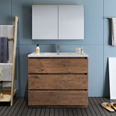  Lazzaro 42'' Freestanding Single Bathroom Vanity Set with Medicine Cabinet in Rosewood Finish, 39-1/2'' W x 18-1/2'' D x 35-2/5'' H