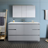  Lazzaro 60'' Freestanding Single Bathroom Vanity Set with Medicine Cabinet in Gray Finish, 59-3/10'' W x 18-1/2'' D x 35-2/5'' H