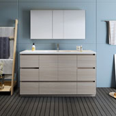  Lazzaro 60'' Freestanding Single Bathroom Vanity Set with Medicine Cabinet in Gray Wood Finish, 59-3/10'' W x 18-1/2'' D x 35-2/5'' H