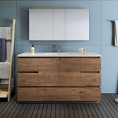  Lazzaro 60'' Freestanding Single Bathroom Vanity Set with Medicine Cabinet in Rosewood Finish, 59-3/10'' W x 18-1/2'' D x 35-2/5'' H