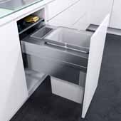  ''ENVI Space XX Pro'' Easy Close Waste Bin System for 15'' Frameless Cabinet with 1 Grey 37qt. Bin 