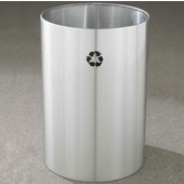 Glaro RecyclePro Open Top Receptacle, 39 Gallon, Available in Multiple Colors, 20''W x 29''H, Open Top, No Message, Only Recycling Logo, Satin Brass Finish, Shown in Satin Aluminum