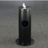 Glaro Floor Standing 10'' Diameter Waste Bin with Disinfecting Wipe Dispenser Combo in Satin Black