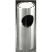 Glaro New Yorker Series Sand Cover Ash/Trash Receptacle in Satin Aluminum, 9'' Dia x 23'' H, 3 Gal, Shown in Satin Aluminum with Many Other Sizes Available